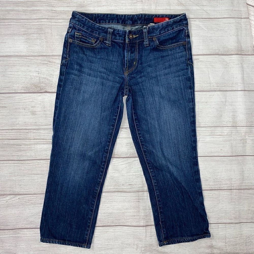X2 quality denim women 4 cotton blend cropped/Capri jeans dark blue